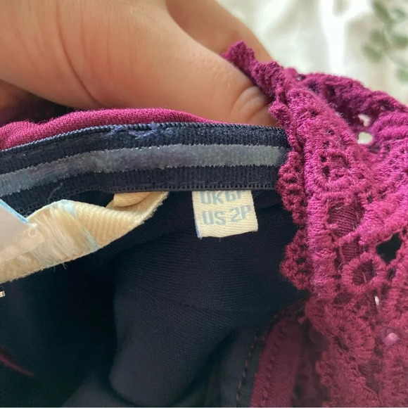 BODEN Lisa Lace Fit & Flare Ponte Knit Mini Dress Size 2P Purple Plum - Picture 6 of 9